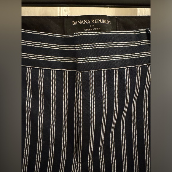 Banana Republic Navy Sloan Crop 0Petite Black Pants with Gray Stripes - Picture 3 of 4